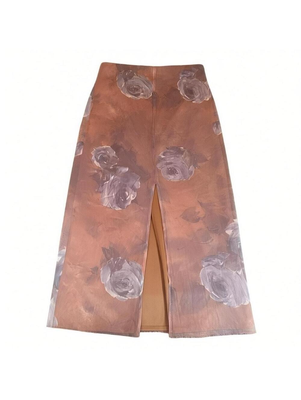 90’s Vintage Brown Floral Maxi Skirt